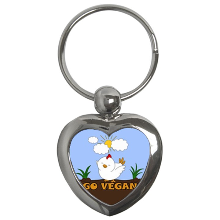 Go Vegan - Cute Chick  Key Chains (Heart) 
