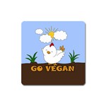 Go Vegan - Cute Chick  Square Magnet