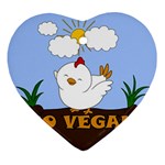 Go Vegan - Cute Chick  Heart Ornament (Two Sides)