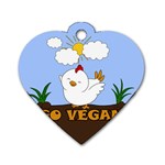 Go Vegan - Cute Chick  Dog Tag Heart (Two Sides)