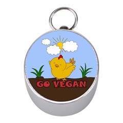 Go Vegan - Cute Chick  Mini Silver Compasses by Valentinaart
