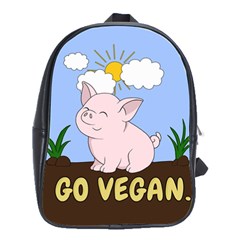 Go Vegan - Cute Pig School Bag (large) by Valentinaart
