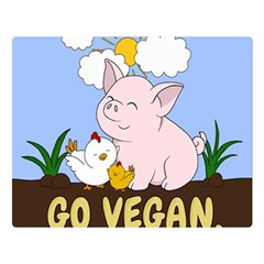 Go Vegan - Cute Pig And Chicken Double Sided Flano Blanket (large)  by Valentinaart