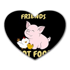 Friends Not Food - Cute Pig And Chicken Heart Mousepads by Valentinaart