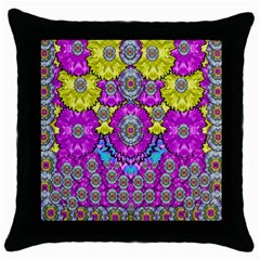Fantasy Bloom In Spring Time Lively Colors Throw Pillow Case (black) by pepitasart