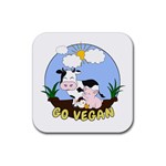 Friends Not Food - Cute Pig and Chicken Rubber Coaster (Square) 