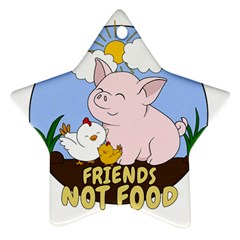 Friends Not Food - Cute Pig And Chicken Star Ornament (two Sides) by Valentinaart