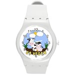 Friends Not Food - Cute Cow, Pig and Chicken Round Plastic Sport Watch (M)