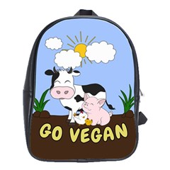 Friends Not Food - Cute Cow, Pig And Chicken School Bag (large) by Valentinaart