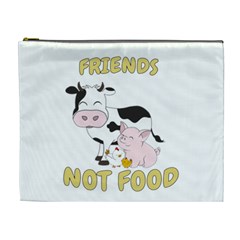 Friends Not Food - Cute Cow, Pig And Chicken Cosmetic Bag (xl) by Valentinaart