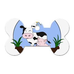 Friends Not Food - Cute Cow, Pig And Chicken Dog Tag Bone (one Side) by Valentinaart