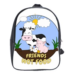Friends Not Food - Cute Cow, Pig And Chicken School Bag (large) by Valentinaart