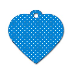 Blue Polka Dots Dog Tag Heart (one Side) by jumpercat