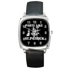  St  Patricks Day  Square Metal Watch by Valentinaart