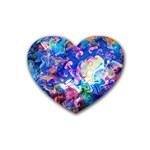 Background Art Abstract Watercolor Rubber Coaster (Heart) 