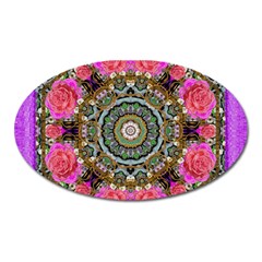Roses In A Color Cascade Of Freedom And Peace Oval Magnet by pepitasart