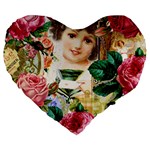 Little Girl Victorian Collage Large 19  Premium Flano Heart Shape Cushions
