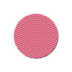 Red Chevron Rubber Round Coaster (4 Pack) 