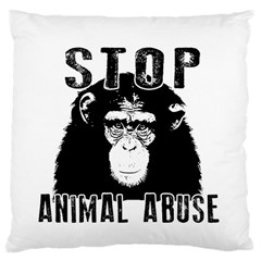 Stop Animal Abuse - Chimpanzee  Large Cushion Case (two Sides) by Valentinaart