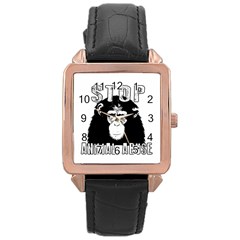 Stop Animal Abuse - Chimpanzee  Rose Gold Leather Watch  by Valentinaart