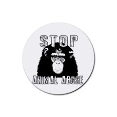 Stop Animal Abuse - Chimpanzee  Rubber Round Coaster (4 Pack)  by Valentinaart