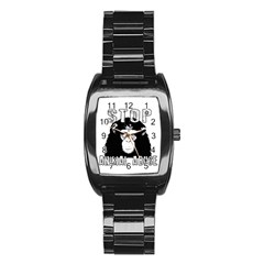 Stop Animal Abuse - Chimpanzee  Stainless Steel Barrel Watch by Valentinaart