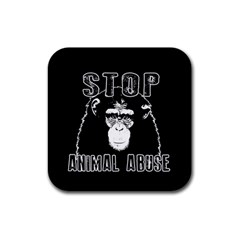 Stop Animal Abuse - Chimpanzee  Rubber Square Coaster (4 Pack)  by Valentinaart