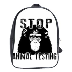 Stop Animal Testing - Chimpanzee  School Bag (large) by Valentinaart