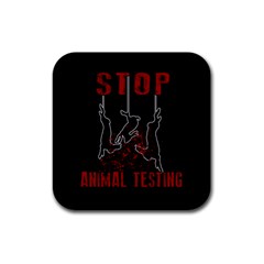 Stop Animal Testing - Rabbits  Rubber Square Coaster (4 Pack)  by Valentinaart