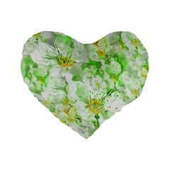 Light Floral Collage  Standard 16  Premium Flano Heart Shape Cushions by dflcprints