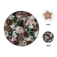 Rose Bushes Brown Playing Cards (round)  by snowwhitegirl