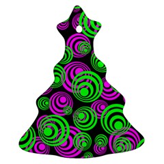 Neon Green And Pink Circles Christmas Tree Ornament (two Sides) by PodArtist
