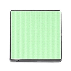    Classic Mint Green & White Herringbone Pattern Memory Card Reader (square) by PodArtist