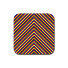 Gay Pride Flag Rainbow Chevron Stripe Rubber Square Coaster (4 Pack)  by PodArtist