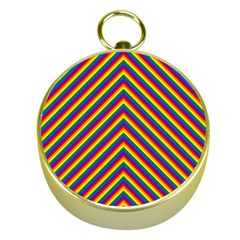 Gay Pride Flag Rainbow Chevron Stripe Gold Compasses by PodArtist