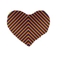 Gay Pride Flag Rainbow Chevron Stripe Standard 16  Premium Flano Heart Shape Cushions by PodArtist