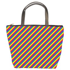 Gay Pride Flag Candy Cane Diagonal Stripe Bucket Bags by PodArtist