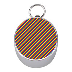 Gay Pride Flag Candy Cane Diagonal Stripe Mini Silver Compasses by PodArtist