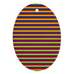 Horizontal Gay Pride Rainbow Flag Pin Stripes Oval Ornament (two Sides) by PodArtist