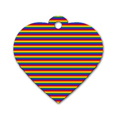 Horizontal Gay Pride Rainbow Flag Pin Stripes Dog Tag Heart (one Side) by PodArtist