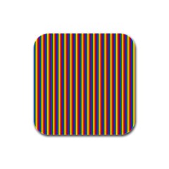 Vertical Gay Pride Rainbow Flag Pin Stripes Rubber Square Coaster (4 Pack)  by PodArtist