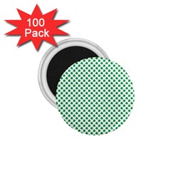 Green Shamrock Clover On White St  Patrick s Day 1 75  Magnets (100 Pack)  by PodArtist