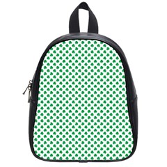Green Shamrock Clover On White St  Patrick s Day School Bag (small) by PodArtist
