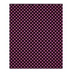 Small Hot Pink Irish Shamrock Clover On Black Shower Curtain 60  X 72  (medium)  by PodArtist