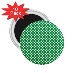  White Shamrocks On Green St  Patrick s Day Ireland 2 25  Magnets (10 Pack)  by PodArtist