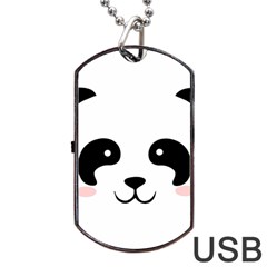 Panda  Dog Tag Usb Flash (one Side) by Valentinaart