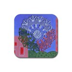 Pink Houses Rubber Coaster (Square) 