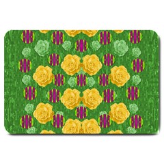Roses Dancing On  Tulip Fields Forever Large Doormat  by pepitasart