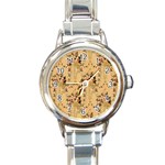 Vintage Floral Pattern Round Italian Charm Watch Front