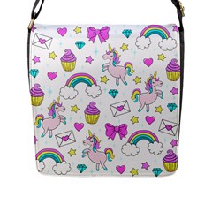 Cute Unicorn Pattern Flap Messenger Bag (l)  by Valentinaart